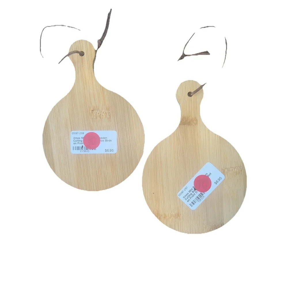 Set Of 2 Wood Christmas Cutting Board Decorations 6.5